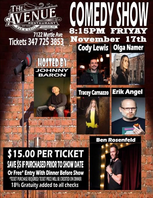 Comedy Show at The Avenue Restaurant & Bar flyer